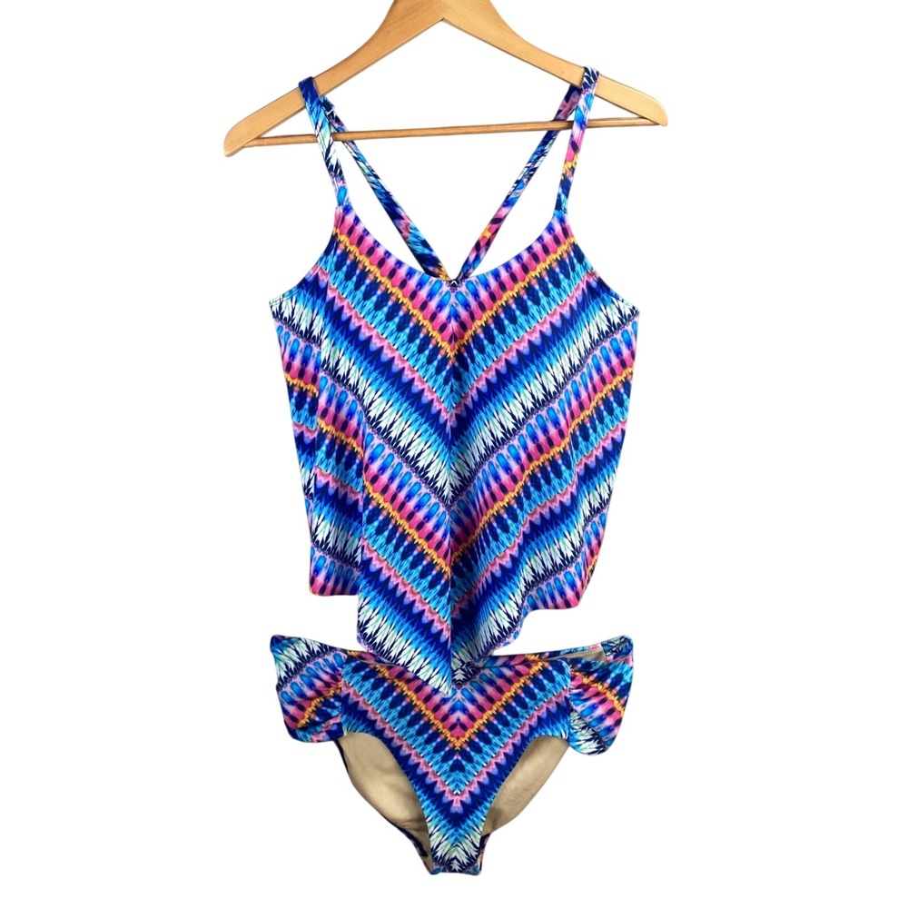 Swimsuits For All‎ Tankini Set Womens 16 Beach Boho Handkerchief Hem NWT